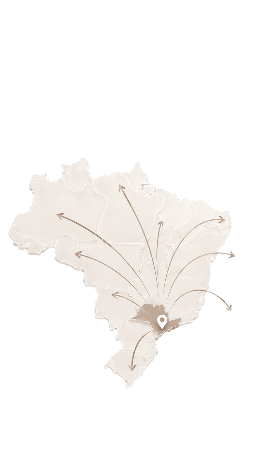 Mapa do Brasil mostrando a expansão a partir de São Paulo